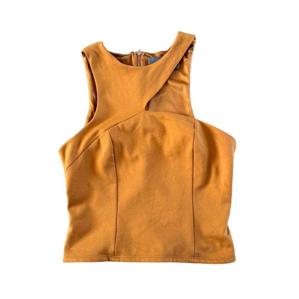 Anthropologie Sunday in Brooklyn Asymmetrical Cutout Crop Top Mustard Yellow S